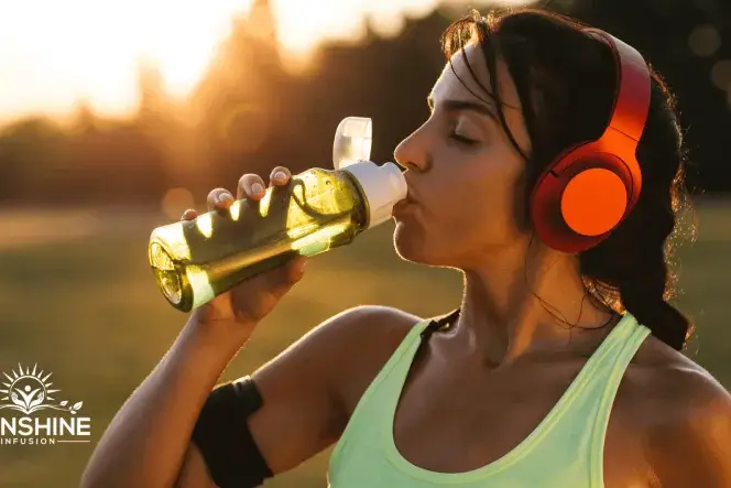 woman on jog drinking water weight loss in miami 1